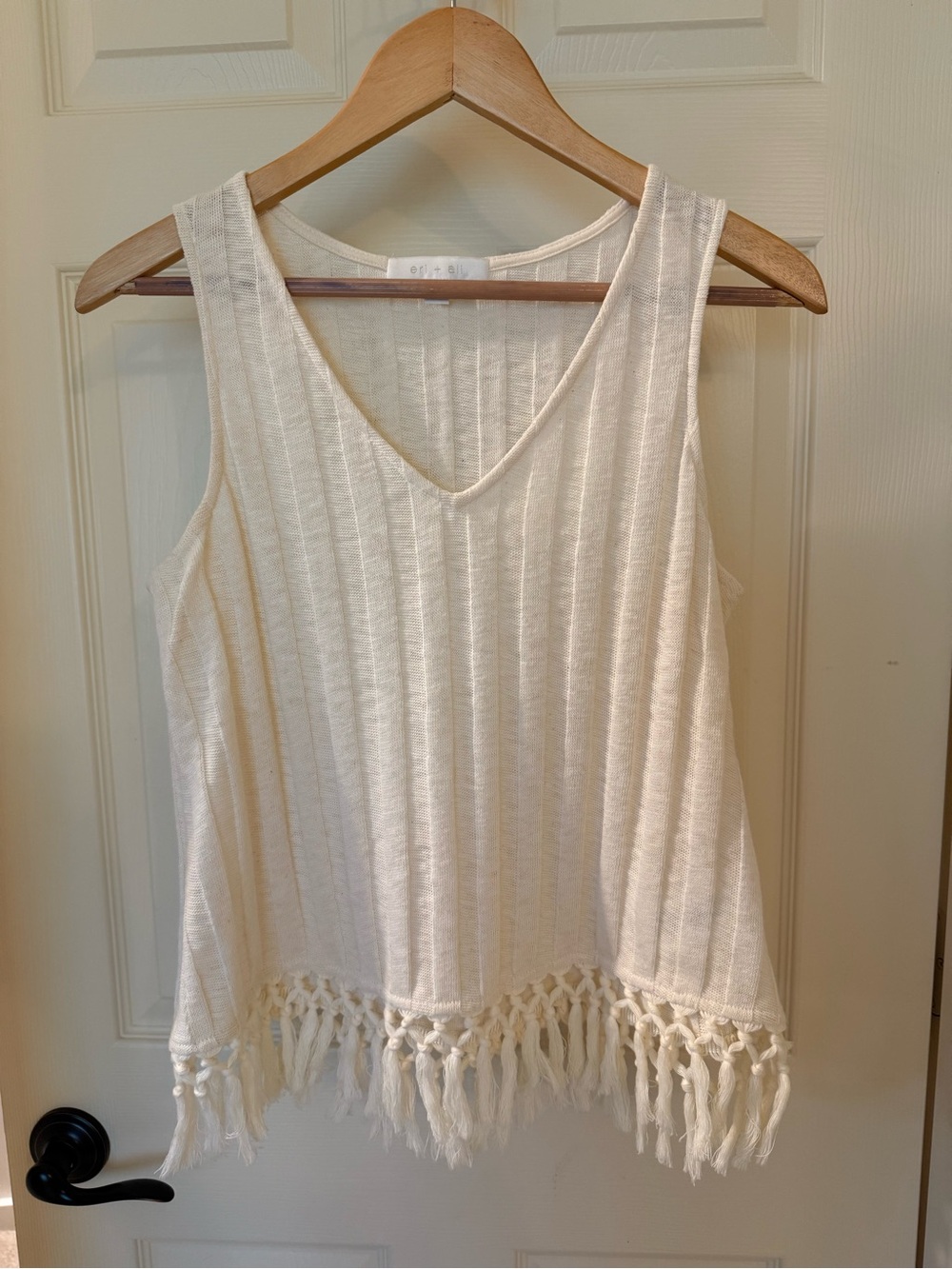 Women’s Anthropology eri - ali Cream Fringe V-Neck Tank Top